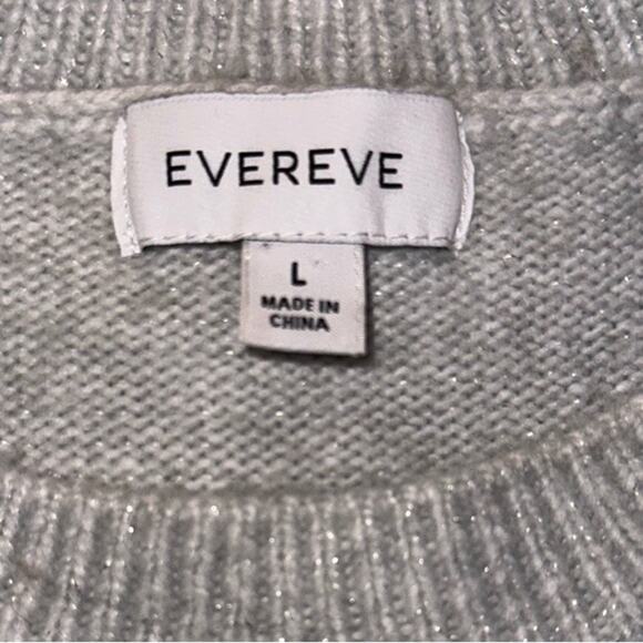 EVEREVE Arianna Lurex Shoulder Pullover Crewneck Sweater in Icicle Grey - Picture 9 of 11